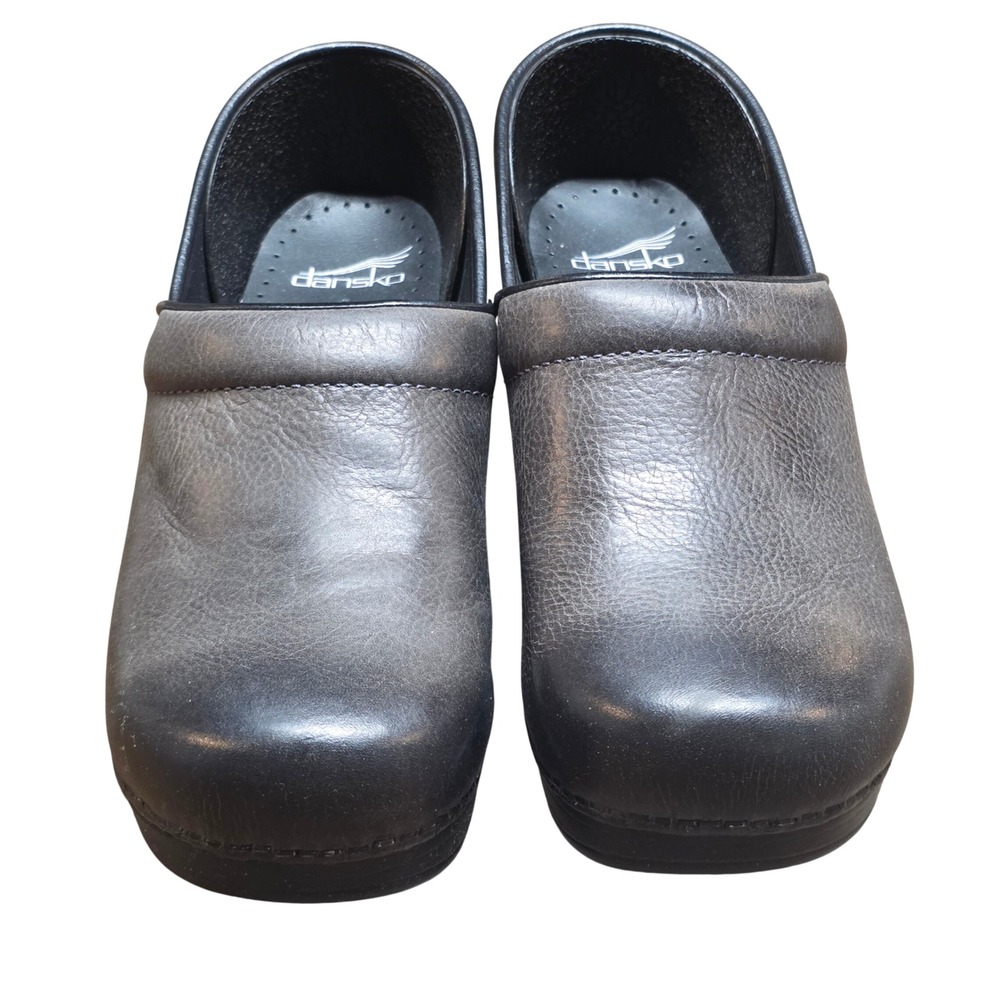 Dansko Professional Clogs Distressed Grey Leather Shoes Womens 40 US 9.5-10 NEW